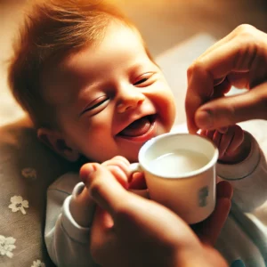neonato che beve acqua