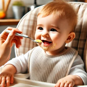 neonato che viene imboccato in svezzamento