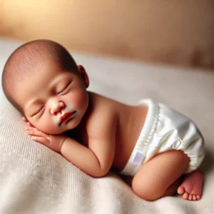 neonato che dorme con il pannolino