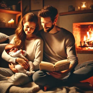 Genitori che leggono un libro