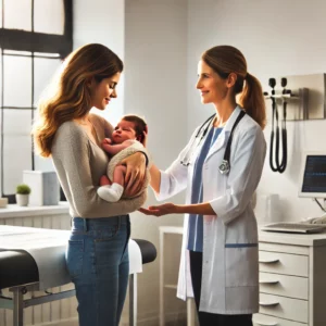 mamma con neonato dalla pediatra