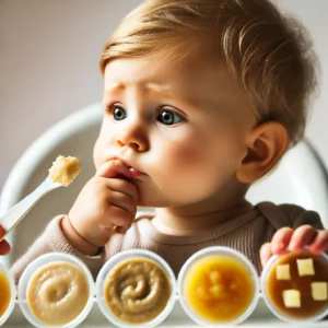 neonato che prova diverse consistenze
